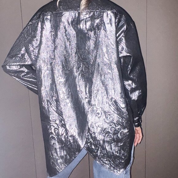 Vintage Silver Metallic Paisley Motif Blouse - Picture 2 of 9
